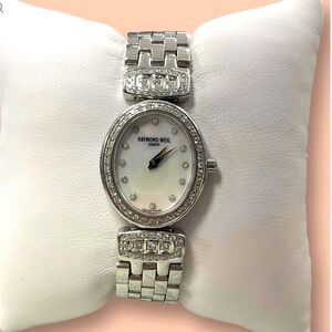 Raymond Weil Geneve Oval M.O.P Stainless Steel 5891 with Crystal Accents.